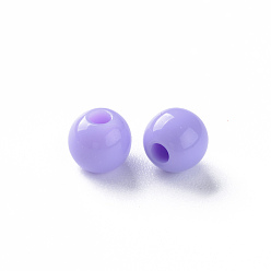 Pourpre Moyen Perles acryliques opaques, ronde, support violet, 16x15mm, Trou: 2.8mm, environ220 pcs / 500 g