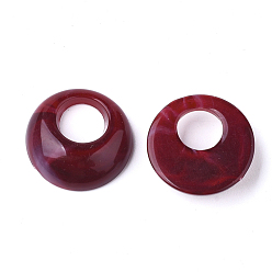 Rouge Foncé Pendentifs acryliques, style de pierres fines imitation, plat rond, rouge foncé, 19.5x6mm, trou: 8 mm, environ 460 pcs / 500 g