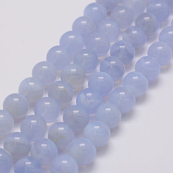 Blue Lace Agate Natural Blue Lace Agate Bead Strands, Grade A, Round, 12mm, Hole: 1mm, about 32pcs/strand, 15.3 inch(39cm)