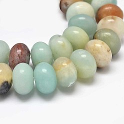 Flower Amazonite Rondelle Natural Flower Amazonite Beads Strands, 10x6mm, Hole: 1mm, about 63pcs/strand, 15.5 inch