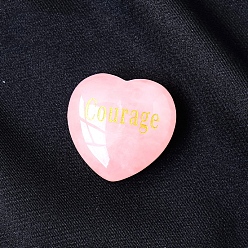 Quartz Rose Pierres de guérison en quartz rose naturel, saint valentin coeur gravé amour pierres, pierres de poche pour l'équilibrage du reiki, courage de mot, 30x30mm