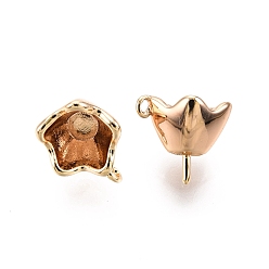 Real 18K Gold Plated Ion Plating(IP) Brass Finding, Nickel Free, Flower, Real 18K Gold Plated, 7x8x7mm, Hole: 0.7mm