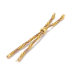 Yellow Nylon Cord Silder Bracelets, for Connector Charm Bracelet Making, with Rack Plating Golden Brass Clasp, Long-Lasting Plated, Cadmium Free & Lead Free, Yellow, 9-1/8x1/8 inch(23x0.3cm), Hole: 2mm