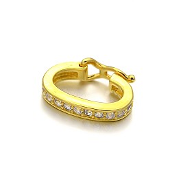 Golden Rack Plating Brass Micro Pave Cubic Zirconia Twister Clasps, Lead Free & Cadmium Free, Golden, 14x10x4mm