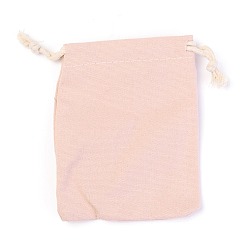 Pink Pochettes d'emballage en toile polycoton, sacs à cordonnet, rose, 12x9 cm