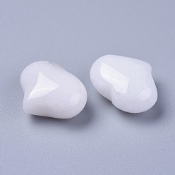 Jade Blanco Piedra de amor de corazón de jade blanco natural, piedra de palma de bolsillo para el equilibrio de reiki, 20x25x11~13 mm