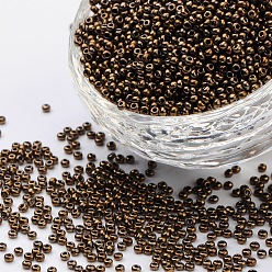 Dark Goldenrod 12/0 Grade A Round Glass Seed Beads, Metallic Colours, Dark Goldenrod, 12/0, 2x1.5mm, Hole: 0.3mm, about 30000pcs/bag