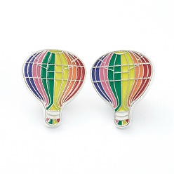Colorful Alloy Pride Enamel Brooches, Enamel Pin, with Butterfly Clutches, Rainbow Hot Air Balloon, Platinum, Colorful, 23x19x10mm