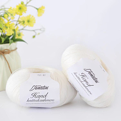 Blanco Hilo de lana para gorro de suéter, hilos de lana 4-hebras para tejer suministros de ganchillo, blanco, aproximadamente 656.17 yardas (600 m) / rollo
