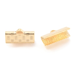 Golden 304 Stainless Steel Ribbon Crimp Ends, Golden, 7x15x5.5mm, Hole: 2.5x1.5mm