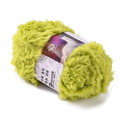 Vert Jaune Fils de polyester et de nylon, laine de vison imitation fourrure, pour le tricot de bricolage manteau doux écharpe, vert jaune, 4.5mm