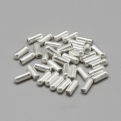 Plata Fornituras de broche de latón, tapa de alfiler, con goma en el interior, medio-perforado, plata, 10.5x4 mm, medio agujero: 0.5 mm