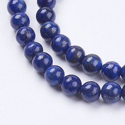 Lapislázuli Lapislázuli natural (pegamento de color relleno) cordones de perlas, teñido, aa grado, rondo, 6 mm, agujero: 0.5 mm, sobre 66 unidades / cadena, 15.3 pulgada