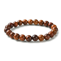 Chameau Bracelets extensibles unisexes en bois naturel avec perles, ronde, chameau, diamètre intérieur: 2-1/8 pouce (5.5 cm), perle: 8.5 mm