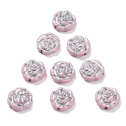 Flamingo Opaque Acrylic Beads, Metal Enlaced, Rose, Flamingo, 13.5x14x4.5~5mm, Hole: 1.6mm, about 950pcs/500g