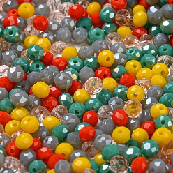 Gris Perlas de vidrio, facetados, Rondana plana, gris, 4x3 mm, agujero: 0.4 mm, Sobre 820 unidades / 60 g