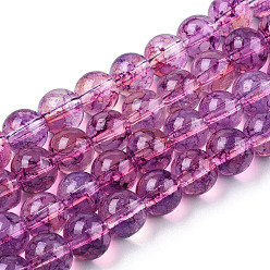 Темно-Фиолетовый Выпечки нарисованных стеклянных бусин прядей, имитация Opalite, круглые, темно-фиолетовый, 8 мм, отверстие : 1.3~1.6 мм, около 100 шт / нитка, 31.4 дюйм