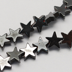 Black Non-magnetic Synthetic Hematite Beads Strands, Grade A, Star, Black, 11x11x3mm, Hole: 1mm