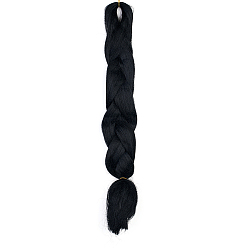 Black Synthetic Jumbo Ombre Braids Hair Extensions, Crochet Twist Braids Hair for Braiding, Heat Resistant High Temperature Fiber, Wigs for Women, Black, 24 inch(60.9cm)