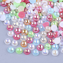 Color mezclado Abs cabujones de perlas de imitación, color de ab chapado, cúpula / media ronda, color mezclado, 5x2.5 mm, sobre 10000 unidades / bolsa