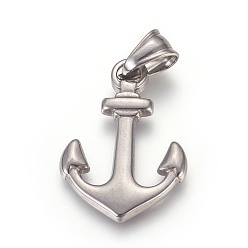 Stainless Steel Color 304 Stainless Steel Pendants, with 201 Stainless Clasp, Anchor, Stainless Steel Color, 30.5x21.5x2.5mm, Hole: 5x7.5mm