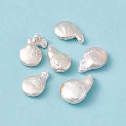 Seashell Color Baroque Natural Keshi Pearl Beads, Gourd, Seashell Color, 16.5~25.5x10.5~17x5~7.5mm, Hole: 0.8mm