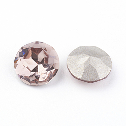 Vintage Rose Pointed Back & Back Plated K9 Glass Rhinestone Cabochons, Grade A, Faceted, Flat Round, Vintage Rose, 10x5mm