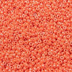 (RR424) Opaque Orange Luster MIYUKI Round Rocailles Beads, Japanese Seed Beads, (RR424) Opaque Orange Luster, 8/0, 3mm, Hole: 1mm, about 422~455pcs/bottle, 10g/bottle