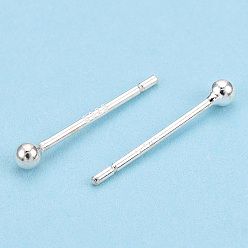 Silver 925 Sterling Silver Round Ball Stud Earrings, Silver, 2mm, Pin: 0.8mm