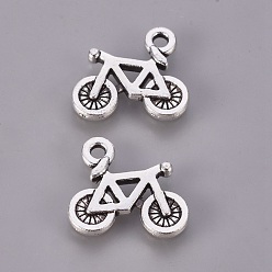 Antique Silver Tibetan Style Alloy Pendants, Lead Free and Cadmium Free, Antique Silver, Bicycle, 13.5x16x2mm, Hole: 1mm, about 833pcs/1000g