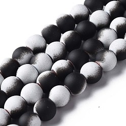 Black Spray Painted Non-magnetic Synthetic Hematite Beads Strands, Round, Black, 8x7.5mm, Hole: 1mm, about 53~40pcs/strand, 15.55 inch~15.75 inch(39.5~40cm)