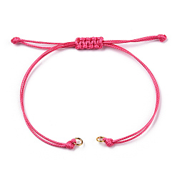 Deep Pink Korean Waxed Polyester Cord Braided Bracelets, with Iron Jump Rings, for Adjustable Link Bracelet Making, Deep Pink, Single Cord Length: 5-1/2 inch(14cm)