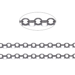 Черный Цвет Металла Латунные плоские овальные кабельные цепи, несварные, с катушкой, без кадмия и без свинца, металлический черный , 3.5x3x0.5 мм, около 301.83 футов (92 м) / рулон