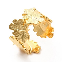 Real 18K Gold Plated Ion Plating(IP) 304 Stainless Steel Leaf Wrap Open Cuff Ring for Women, Real 18K Gold Plated, US Size 7 3/4(17.9mm)