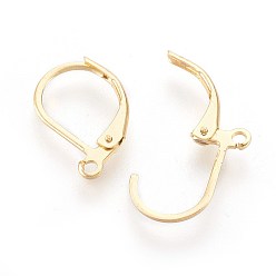 Golden 304 Stainless Steel Leverback Earrings Findings, with Loop, Golden, 16x10x2mm, Hole: 1.4mm, Pin: 0.6x1mm