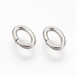 Stainless Steel Color 304 Stainless Steel Jump Rings Jewelry Findings, Closed but unsolder, Oval, Stainless Steel Color, 18 Gauge, 6x4x1mm, Hole: 2x4mm