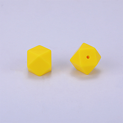 Yellow Hexagonal Silicone Beads, Chewing Beads For Teethers, DIY Nursing Necklaces Making, Yellow, 23x17.5x23mm, Hole: 2.5mm