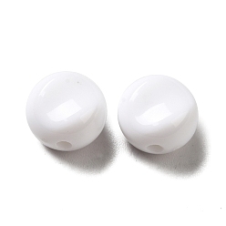 White Opaque Acrylic Beads, Flat Round, White, 9.5~10x12mm, Hole: 1.8mm, about 1110pcs/500g