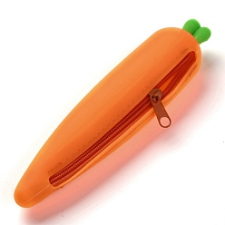Orange Sac à stylos en silicone imitation légume, boîtes de rangement de papeterie pour stylos, crayons, carotte, orange, 21.5x4.2 cm