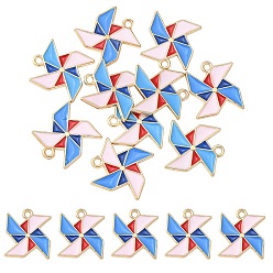 Colorful Alloy Enamel Pendants, Windmill Charm, Light Gold, Colorful, 16.5x14.5x1.5mm, Hole: 1.6mm