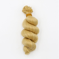 Vara de Oro Pelo largo y rizado de la peluca de la muñeca del peinado de la fibra de alta temperatura, para diy girl bjd makings accesorios, vara de oro, 5.91 pulgada (15 cm)