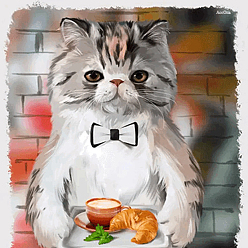 Couleur Mélangete Kits de peinture de diamant de thème de chat de rectangle de diy, y compris la toile, strass de résine, stylo collant diamant, plaque de plateau et pâte à modeler, chat avec de la nourriture, couleur mixte, 400x300mm