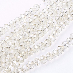 Beige Handmade Glass Beads, Faceted Rondelle, Beige, 10x7mm, Hole: 1mm, about 70~72pcs/strand