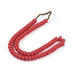 Red Handmade Lampwork Beaded Necklaces, with Nylon Cord, Red, 26.7 inch(68cm)