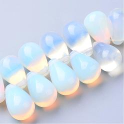 Opalite Opalite Beads Strands, Top Drilled Beads, Teardrop, 16x10mm, Hole: 1mm, about 30pcs/strand, 6.3 inch