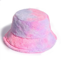 Flamingo Faux Rabbit Fur Winter Bucket Hat, Soft Warm Hat for Women, Flamingo, 27~30x23cm