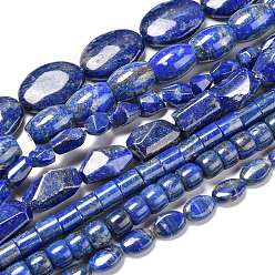Lapis Lazuli Lapis-lazuli, brins de perles naturels , formes mixtes, 8~18x8~12.6x6.5~25mm, Trou: 1mm, Environ 16~55 pcs/chapelet, 15.75 pouce (40 cm)