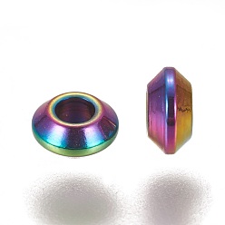 Rainbow Color Ion Plating(IP) 304 Stainless Steel Spacer Beads, Rondelle, Rainbow Color, 4x2mm, Hole: 1.6mm