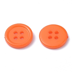 Dark Orange Acrylic Sewing Buttons, Plastic Buttons for Costume Design, 4-Hole, Dyed, Flat Round, Dark Orange, 28x2mm, Hole: 1mm