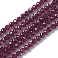 Garnet Natural Garnet Beads Strands, Faceted, Round, 3~3.5x2~3.5mm, Hole: 0.2mm, about 120~189pcs/strand, 16.2~16.4 inch(41.3~41.7cm)